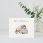 クリスマスうさぎのピーターと車 ポストカード (スタンド正面)