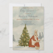 クリスマスうさぎのピーター ヴィンテージ ベビーシャワー 招待状 (正面)