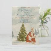 クリスマスうさぎのピーター ヴィンテージ ベビーシャワー 招待状 (スタンド正面)