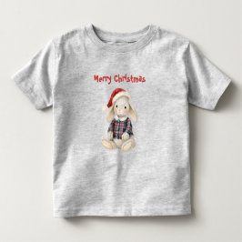 クリスマスうさぎサンタ帽子 トドラーTシャツ