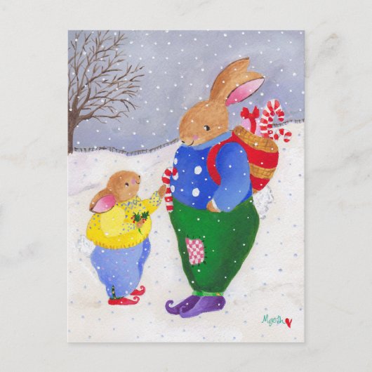 クリスマスうさぎ葉書 ポストカード (正面)