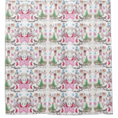 クリスマスおとぎ話の手のパタ絵を描ーン シャワーカーテン (正面)