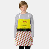 クリスマスおばあちゃんのヘルパー赤い緑の子 エプロン (着用した状態)