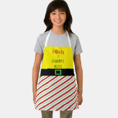 クリスマスおばあちゃんのヘルパー赤い緑の子 エプロン (インサイチュ)