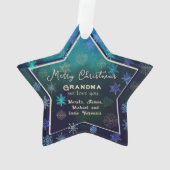 クリスマスおばあちゃんブルースノーフレーク写真 オーナメント (裏面)