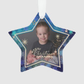 クリスマスおばあちゃんブルースノーフレーク写真 オーナメント (正面)