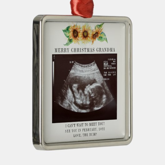 クリスマスおばあちゃんベビーフォトサンフラワー メタルオーナメント (右)