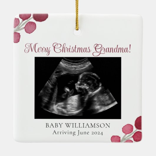クリスマスおばあちゃん妊娠超音波検査 セラミックオーナメント (裏面)