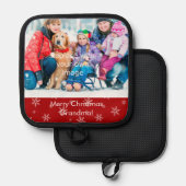 クリスマスおばあちゃん フォトとスノーフレーク 鍋敷き (正面/裏面)