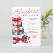 クリスマスおむつケーキ休日ベビーシャワー 招待状 (スタンド正面)