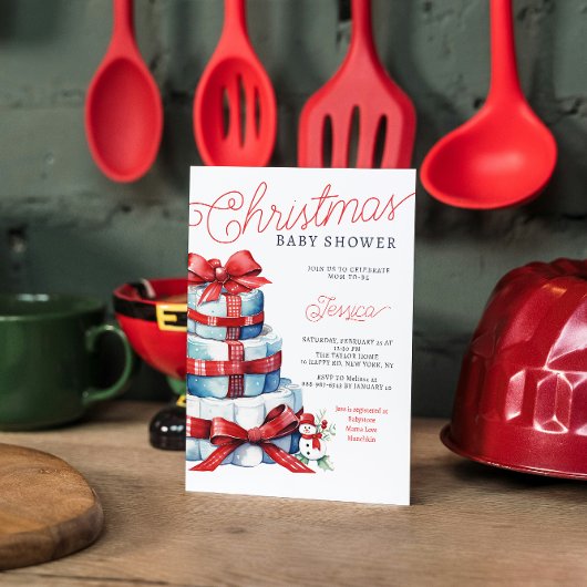 クリスマスおむつケーキ休日ベビーシャワー 招待状