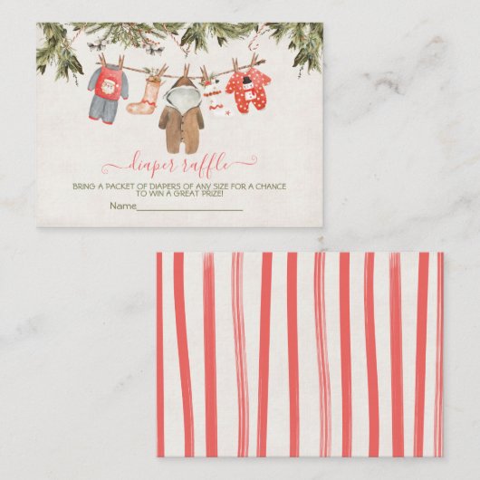 クリスマスおむつラッフルベビーシャワー物干し エンクロージャーカード (正面/裏面)