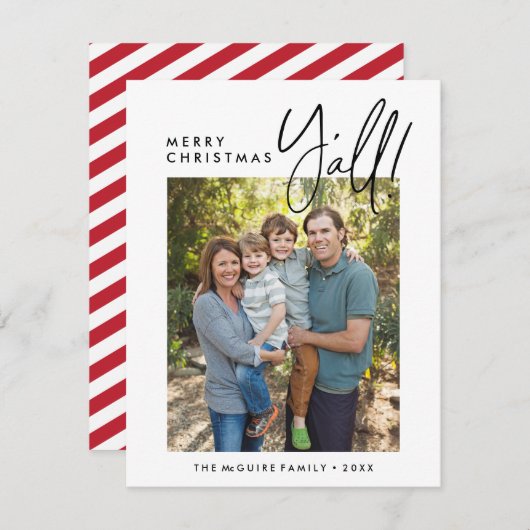 クリスマスおめでとうございます!みんなのホリデー フォト カードです。 シーズンカード (正面/裏面)