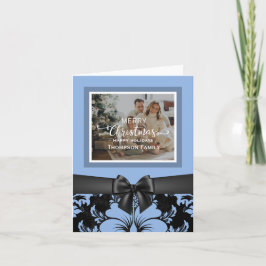 クリスマスおめでとうございます ホリデーシーズン カスタムスクリプト 青 招待状