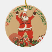 クリスマスおめでとうございます！ ヴィンテージサンタクロース セラミックオーナメント (正面)