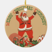 クリスマスおめでとうございます！ ヴィンテージサンタクロース セラミックオーナメント (裏面)