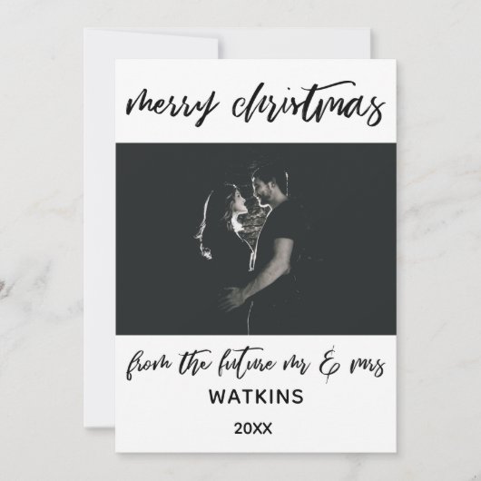 クリスマスおめでとうございます、未来のMr＆Mrsより、BW写真 シーズンカード (正面)