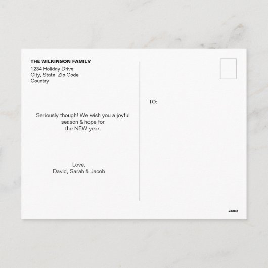 クリスマスおめでとうございます 来年も良いお年を願っています シーズンポストカード (裏面)