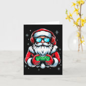 クリスマスおめでとうゲーマー少年 メンズビデオゲームサンタクロース カード (黄色い花)
