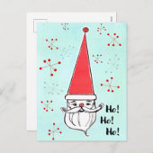 クリスマスおめでとうサンタクロース ホホホ 雪の結晶 シーズンポストカード (正面/裏面)