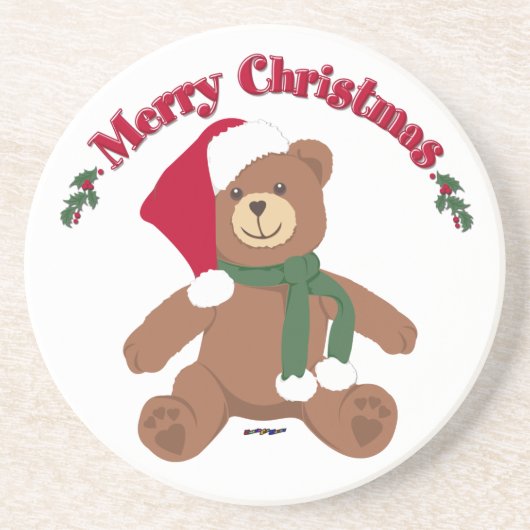 クリスマスおめでとうテディベア コースター (正面)