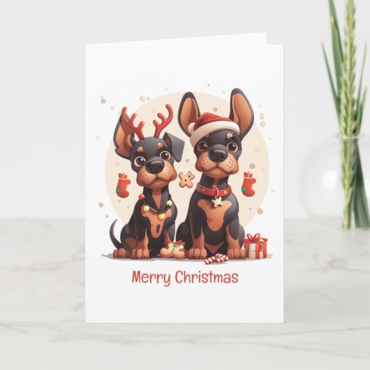 クリスマスおめでとうドーベルマン犬 シーズンカード (正面)