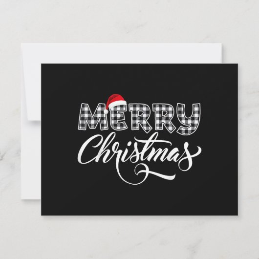 クリスマスおめでとうバッファロー 黒と白のチェック柄  招待状 (正面)