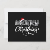 クリスマスおめでとうバッファロー 黒と白のチェック柄  招待状 (裏面)