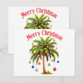 クリスマスおめでとうパームツリー ライト ハワイアン トロピカル シーズンカード (正面/裏面)