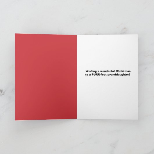 クリスマスおめでとう孫娘 かわいい猫の帽子 シーズンカード (内部)