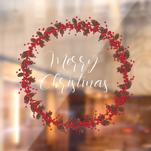 クリスマスおめでとう手書きテキストの花輪 ウィンドウサイン (シート2)