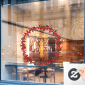 クリスマスおめでとう手書きテキストの花輪 ウィンドウサイン (カフェ窓)