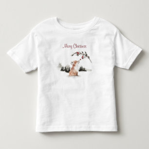 クリスマスおめでとう森のキツネ トドラーTシャツ