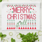 "クリスマスおめでとう諸君" ダサいマフラー付きセーター キッチンタオル (折り畳み)