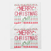 "クリスマスおめでとう諸君" ダサいマフラー付きセーター キッチンタオル (縦)