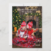 クリスマスおめでとう あなただけの写真を追加してクリスマス シーズンカード (正面)