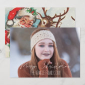 クリスマスおめでとう、あなたの写真 ヴィンテージサンタが裏に シーズンカード (正面/裏面)