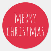 クリスマスおめでとう | かわいいフェスティブな赤い冬のホリデー ラウンドシール (正面)