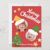 クリスマスおめでとう かわいい&おもしろい 2人のサンタ シーズンカード (正面)