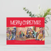クリスマスおめでとう かわいい 楽しい 4枚の写真 赤 シーズンカード (スタンド正面)