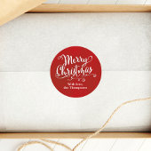 クリスマスおめでとう かわいい 赤い筆記体 オーダーメイド ラウンドシール