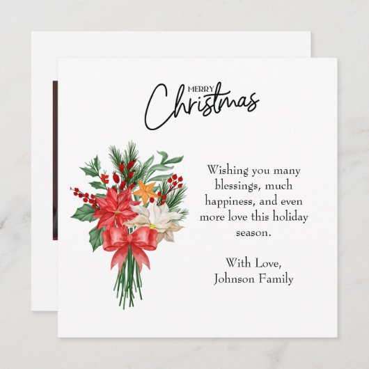 クリスマスおめでとう！と写真のクリスマスカード (正面/裏面)