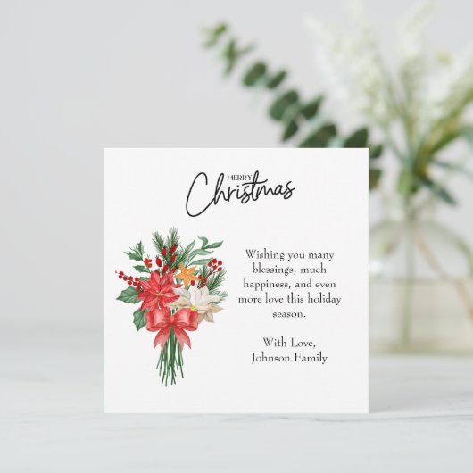 クリスマスおめでとう！と写真のクリスマスカード (スタンド正面)