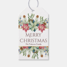 クリスマスおめでとう ウォーターカラー冬の花の名前 ギフトタグ