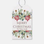 クリスマスおめでとう ウォーターカラー冬の花 名前 ギフトタグ (正面)