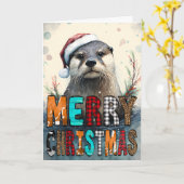 クリスマスおめでとう オッターワン  カード (黄色い花)