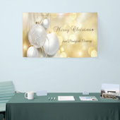 クリスマスおめでとう、ゴールドのクリスマスオーナメント 横断幕 (トレードショー)
