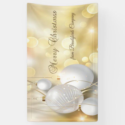 クリスマスおめでとう、ゴールドのクリスマスオーナメント 横断幕 (縦)
