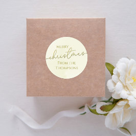クリスマスおめでとう ゴールドカリグラフィー スクリプトカスタム ラウンドシール