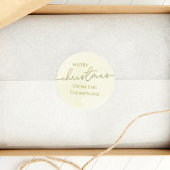 クリスマスおめでとう ゴールドカリグラフィー スクリプト カスタム ラウンドシール